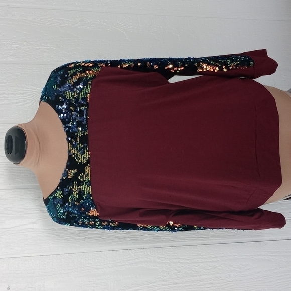 NWT DG2 Diane Gilman Large sequined blouse long sleeves - Picture 3 of 8